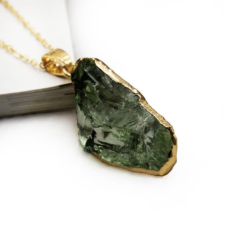 Unique gift: Women's Natural Moldavite necklace, a spiritual cosmic green gemstone pendant for jewelry lovers.