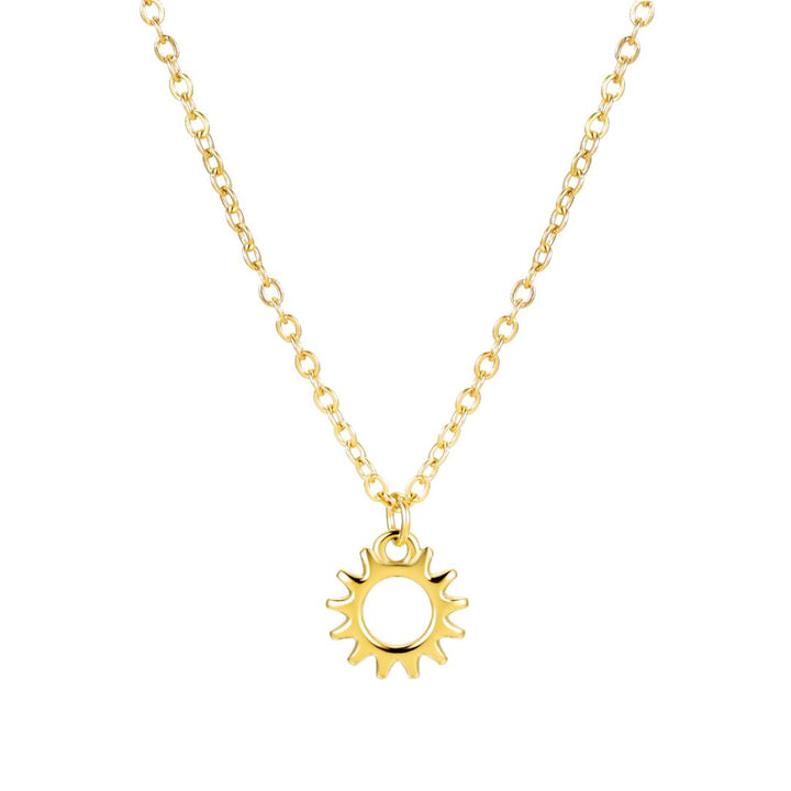 Gleaming women's radiant sun design pendant necklace, a beautiful and elegant celestial jewelry accessory.