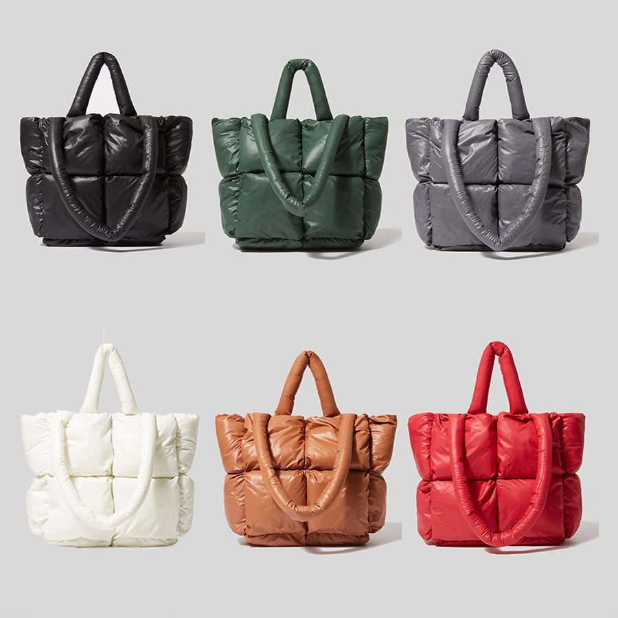 Modern women's nylon shoulder bag, elegant & versatile for everyday fashion. Multiple colors available.