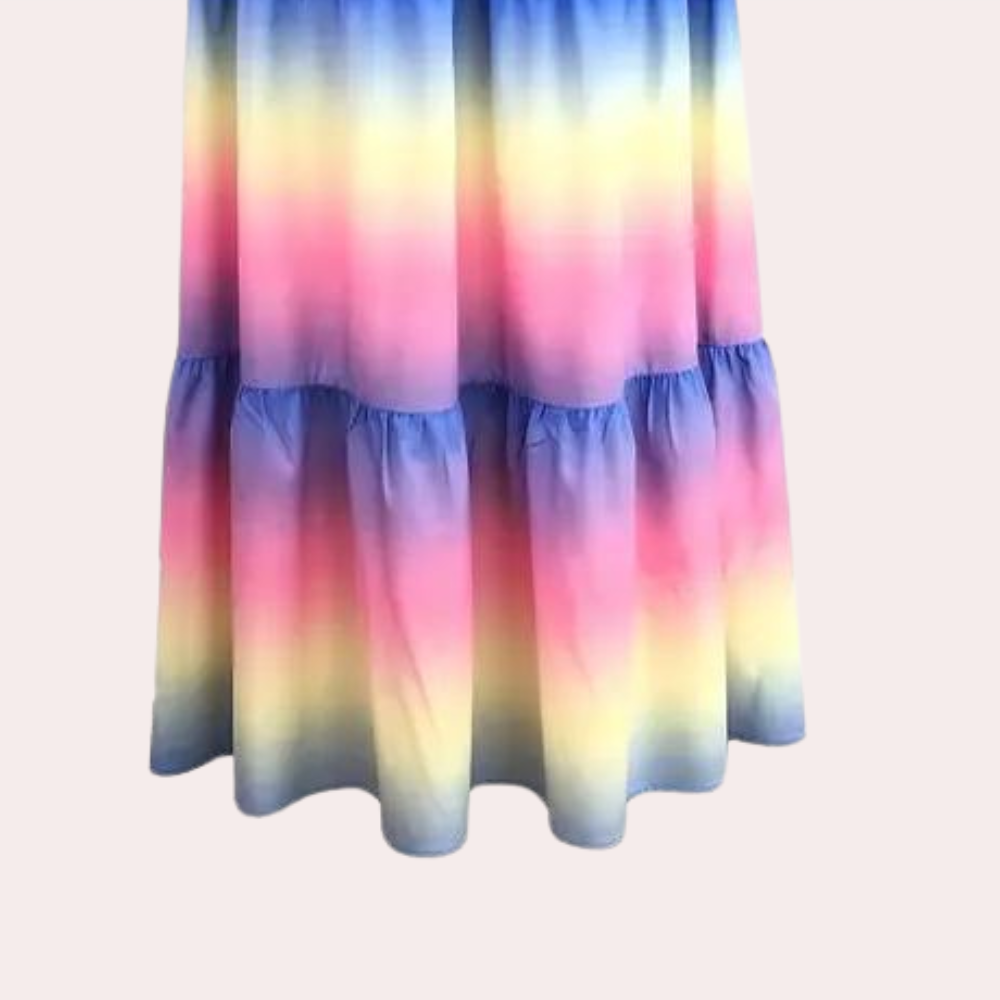 Noémie women's off-shoulder layered summer dress, a feminine and elegant midi dress with a comfortable stretch.