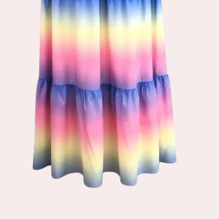 Noémie women's off-shoulder layered summer dress, a feminine and elegant midi dress with a comfortable stretch.