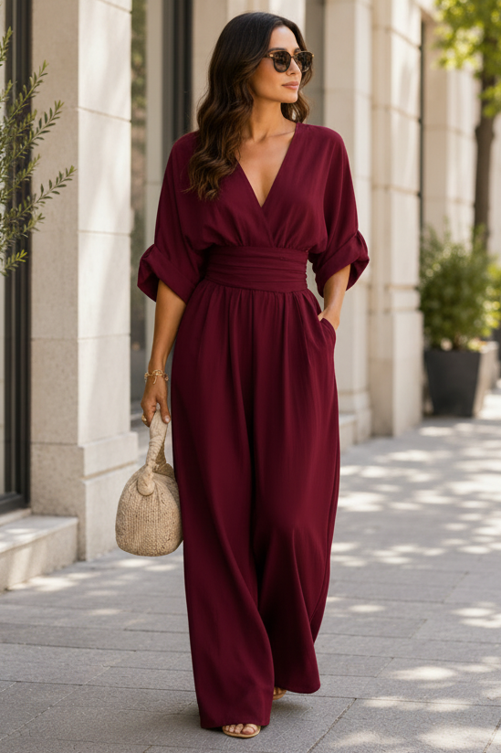 Elegant women's one-piece jumpsuit, perfect for evening wear. Timeless chic attire for modern women.