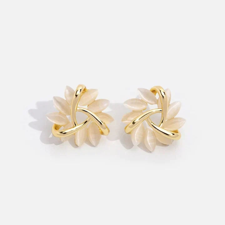 Fashionable women's opal flower petal earrings, adding a touch of sophistication to any outfit.