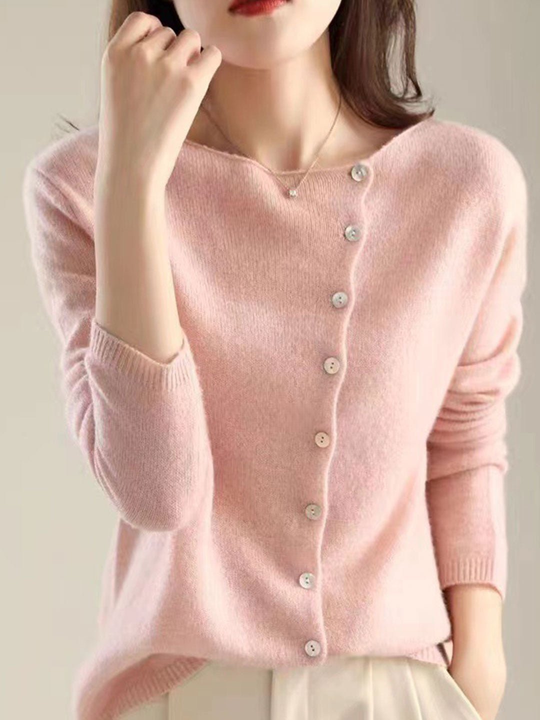 Comfortable women's knit cardigan. Cozy long-sleeve open-front sweater for winter and fall style.