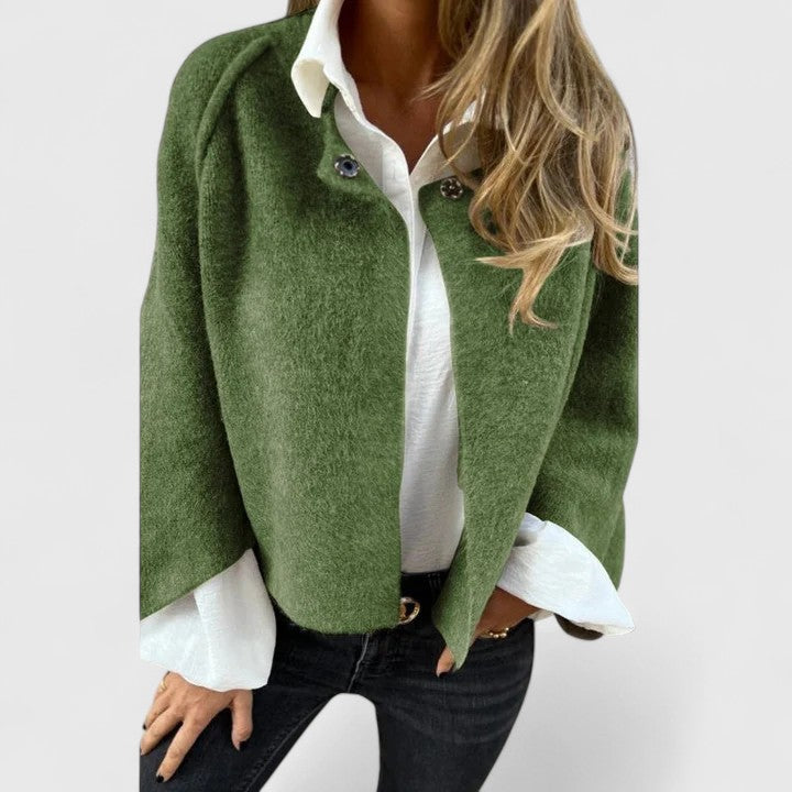 Chic open front women's jacket, a modern fit elegant outerwear for sophisticated, versatile styling.