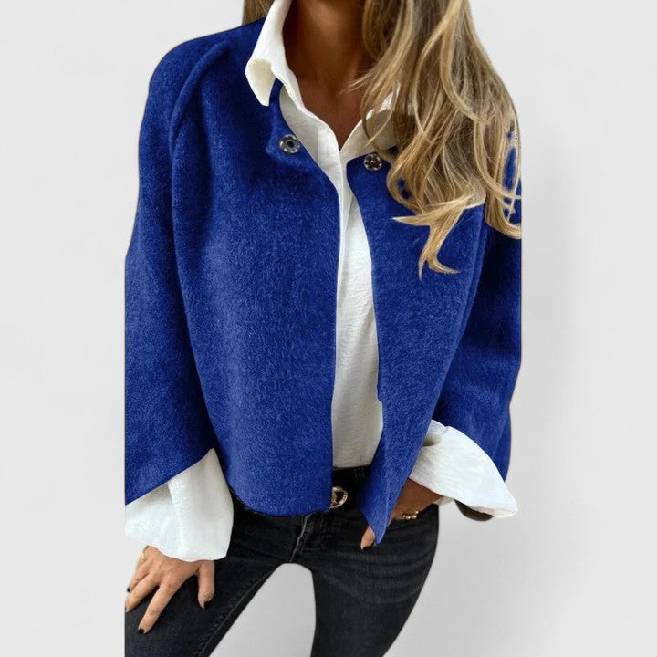 Women's elegant open front jacket, stylish outerwear with a modern fit for versatile casual chic looks.