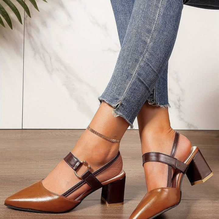 Versatile women's orthopedic block heels, slingback design. Perfect for work or elegant evening wear.