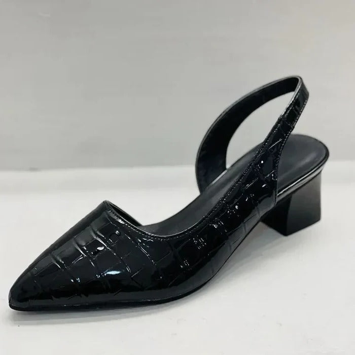 Classic black orthopedic pumps for women, designed for elegant comfort, featuring arch support & foot pain relief.