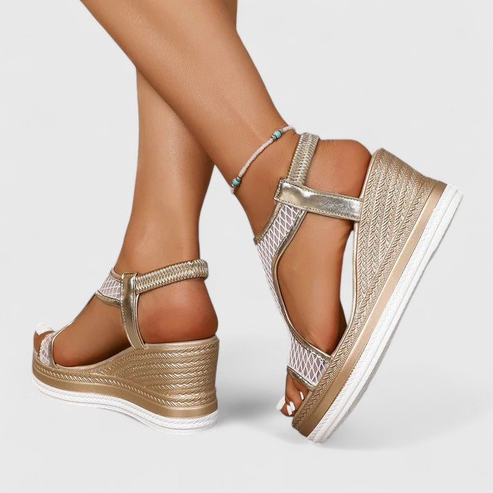 Comfortable women's summer sandals featuring orthopedic arch support & shock absorption.
