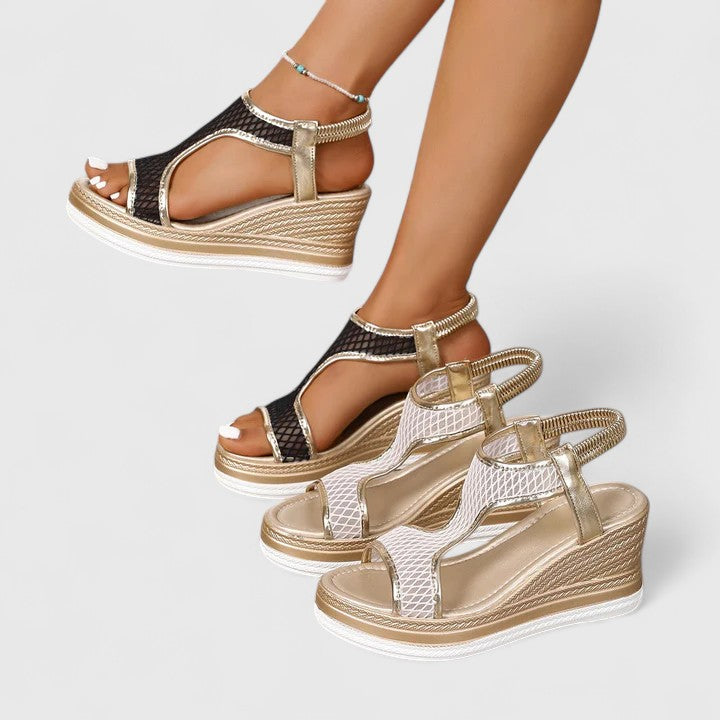 Female elegant sandals, engineered for orthotic comfort, arch support & shock absorption.