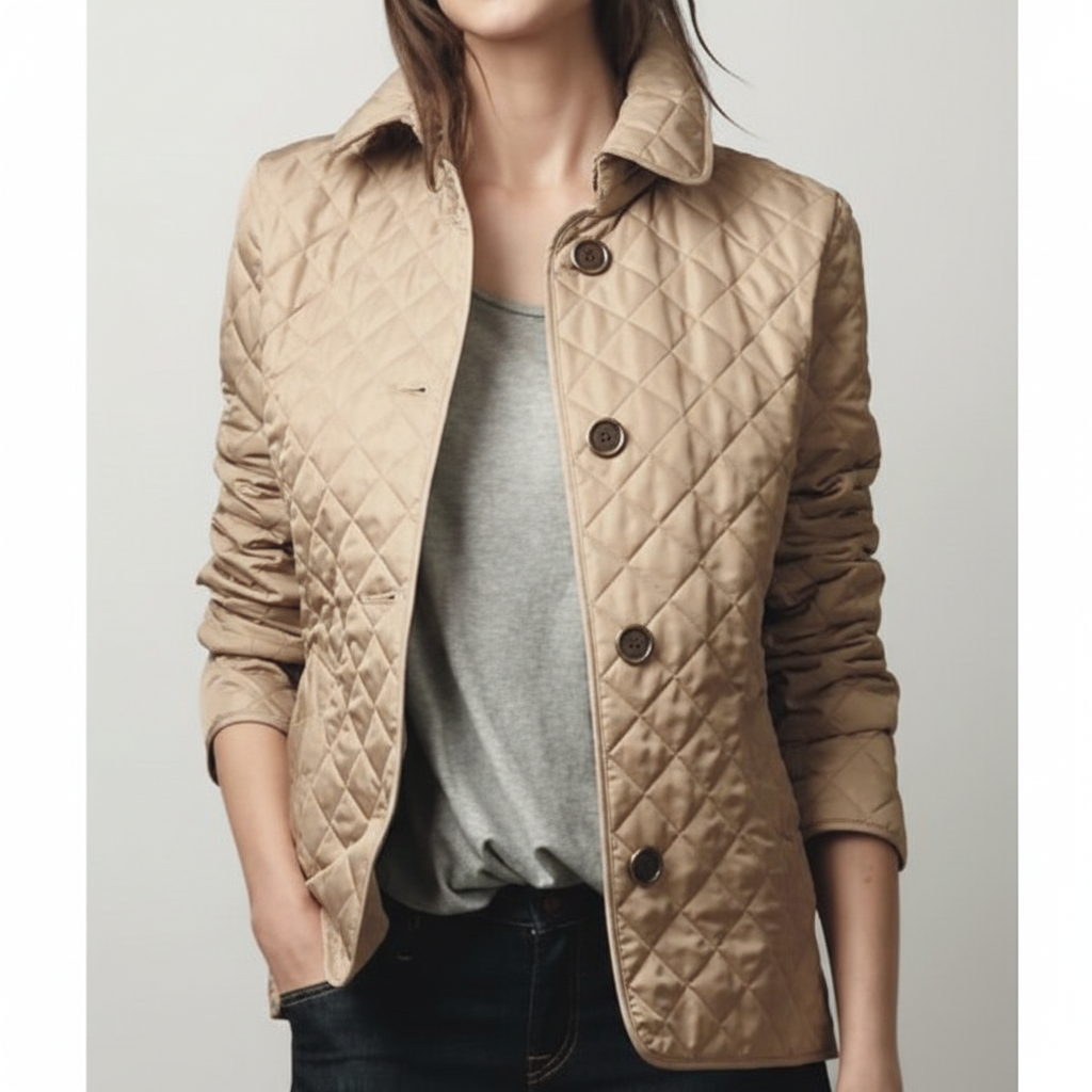 Durable women's padded winter coat, polyester cotton blend, designed with an elegant tie-waist.