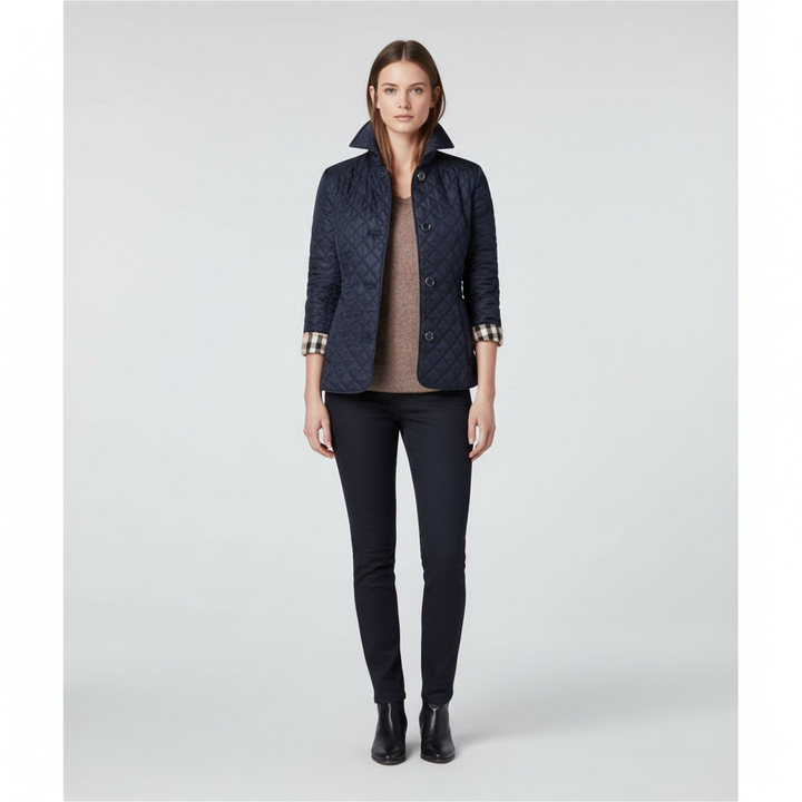 Women's warm casual padded jacket, Mona design, perfect winter outerwear with tie waist.