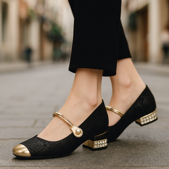 Comfortable women's pearl flats, orthopedic design for all-day support.
