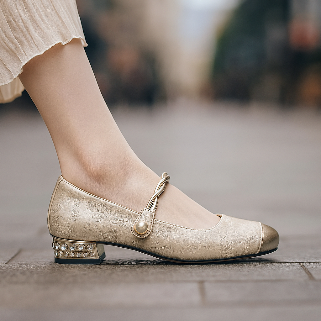 Elegant pearl ballet flats for women, perfect for office, party or dress wear.