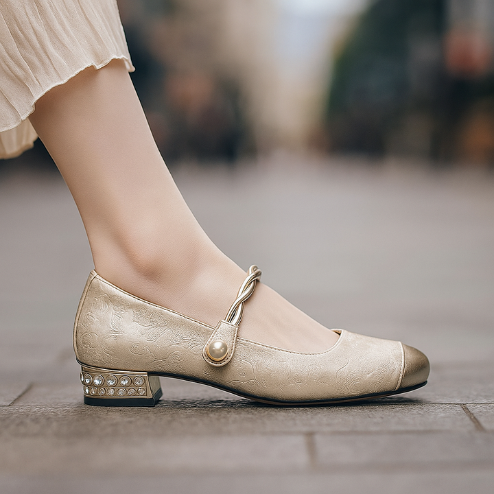 Elegant pearl ballet flats for women, perfect for office, party or dress wear.