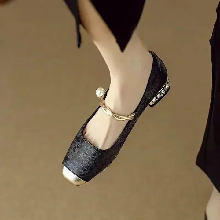 Women's pearl ballet flats, elegant and comfortable for daily, office & dress wear.