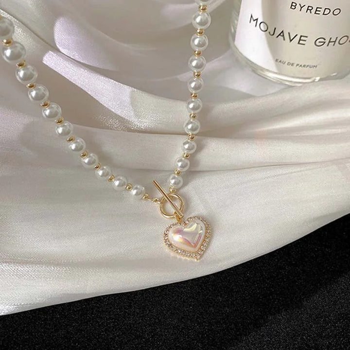 Stunning women's classic pearl necklace, an elegant fine jewelry gift for her with a secure clasp.