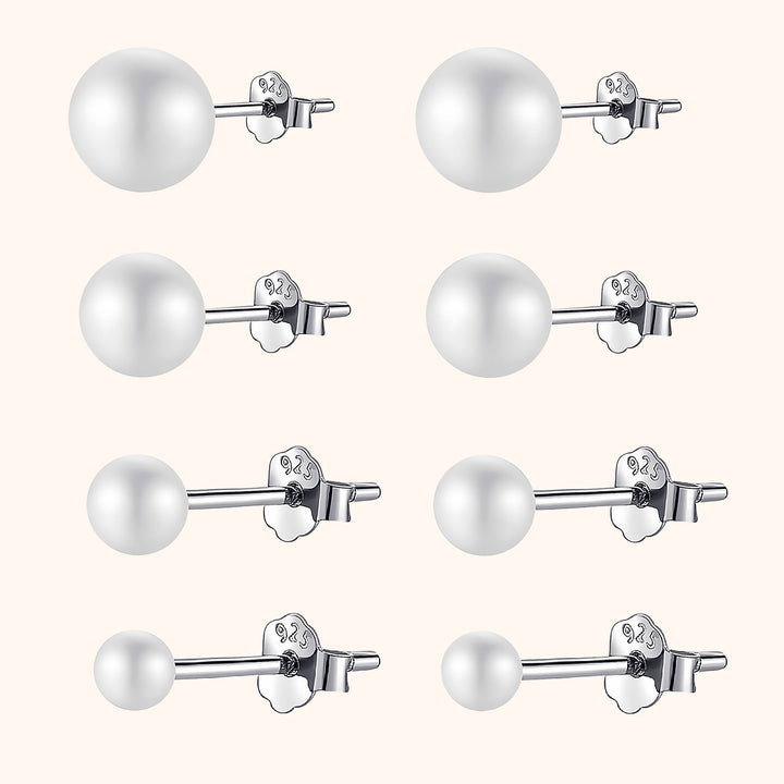 Elegant women's pearl stud earrings, crafted from sterling silver. A timeless classic jewelry piece.