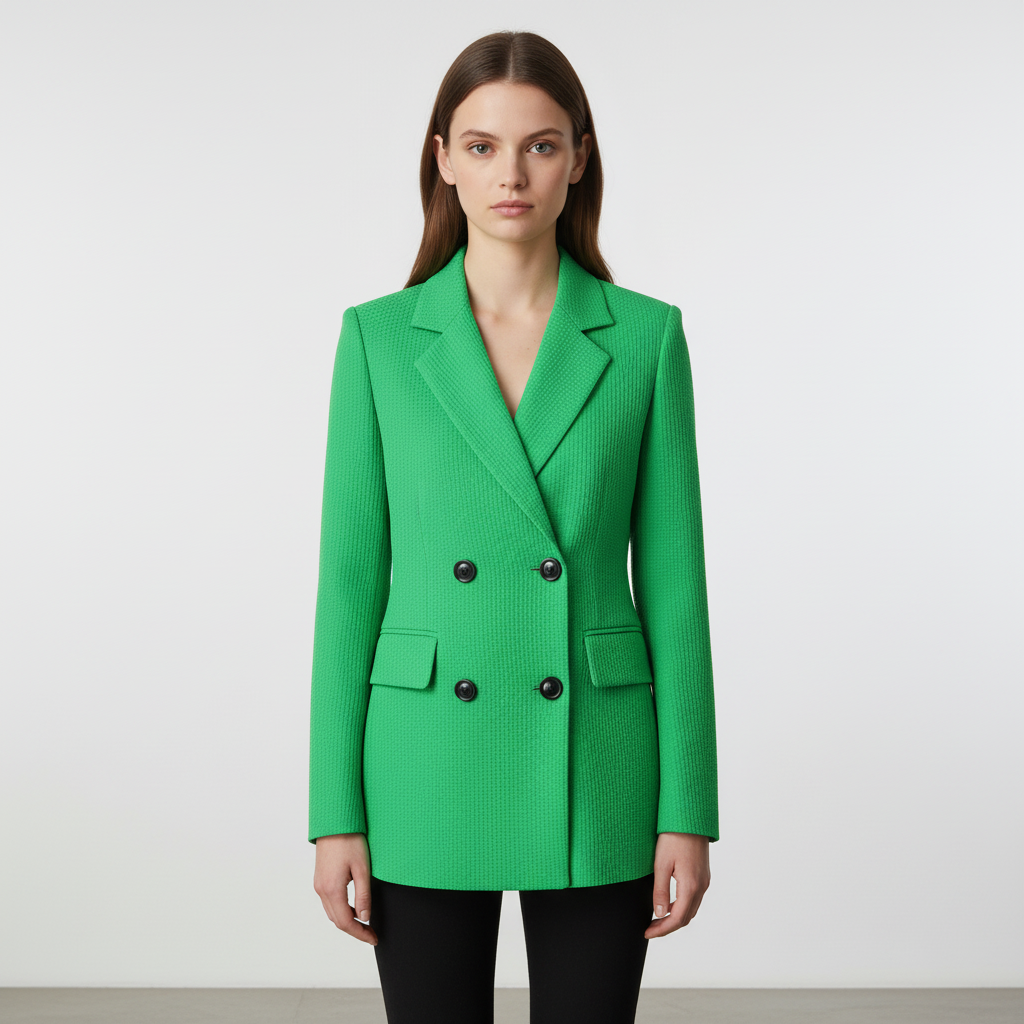 Stylish women's tailored plaid jacket with long sleeves, a key piece for winter coat layering