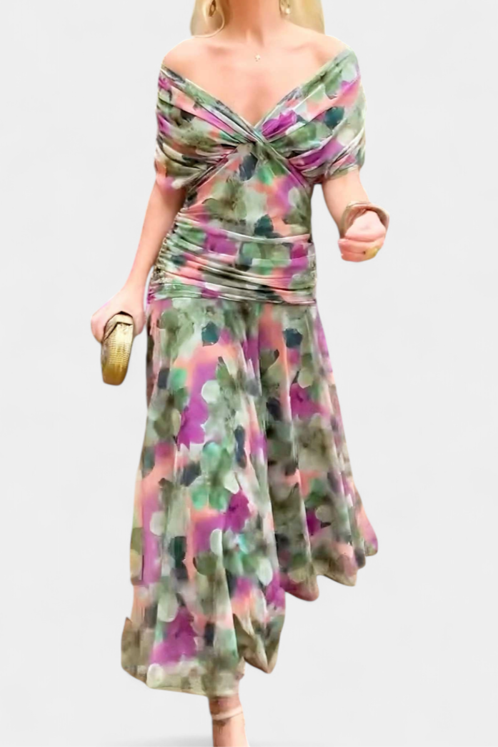 Sleeveless pleated maxi dress for women, an elegant formal gown perfect as a wedding guest outfit.