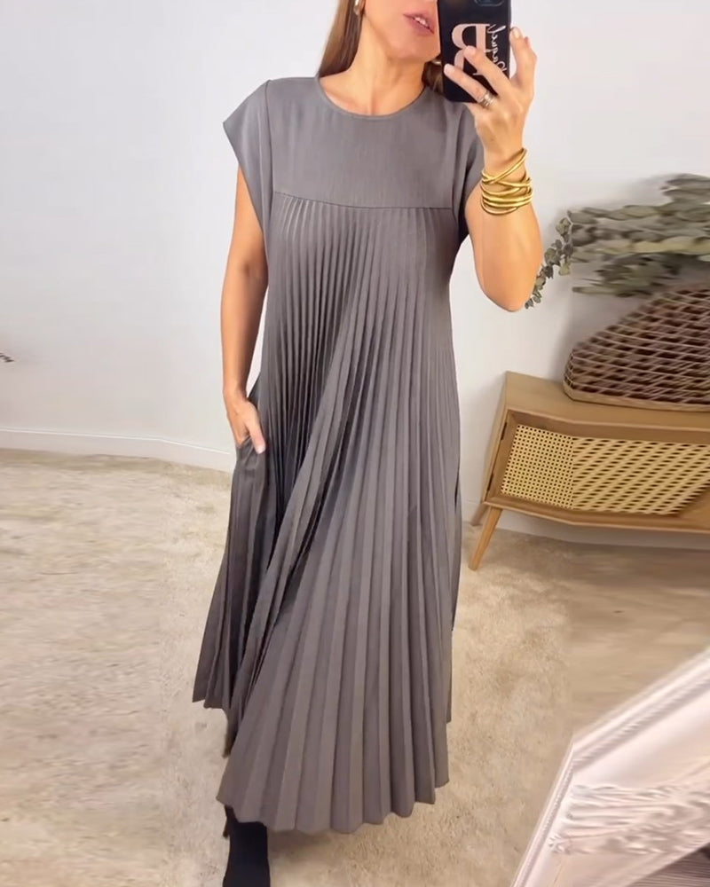 Sophisticated women's elegant maxi dress with beautiful pleats, perfect for any occasion.