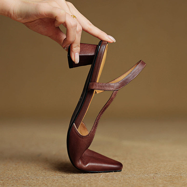 Comfortable women's pointed toe heels with a low heel. Ideal slip-on dress and work footwear.