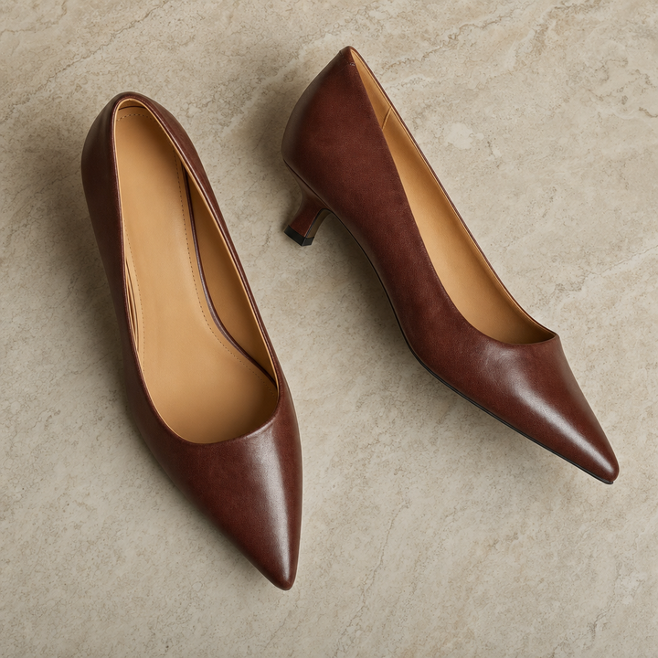 Fashionable women's comfortable pointed-toe heels, slip-on design for everyday elegance.