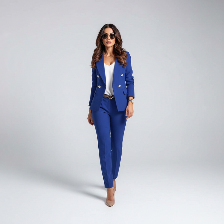 Chic women's business suit, a two-piece blazer and pant combo designed for modern office fashion