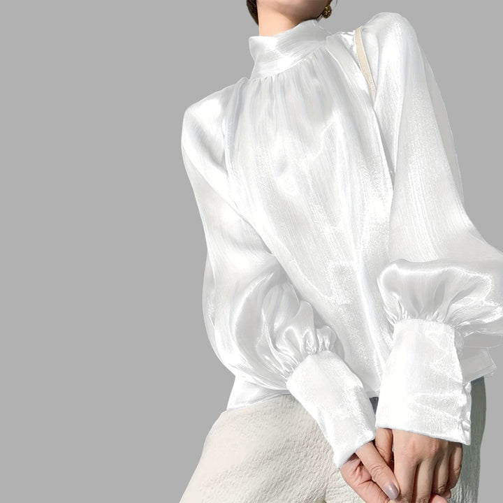 Versatile women's puff sleeve blouse, perfect for stylish casual outfits or elegant workwear.