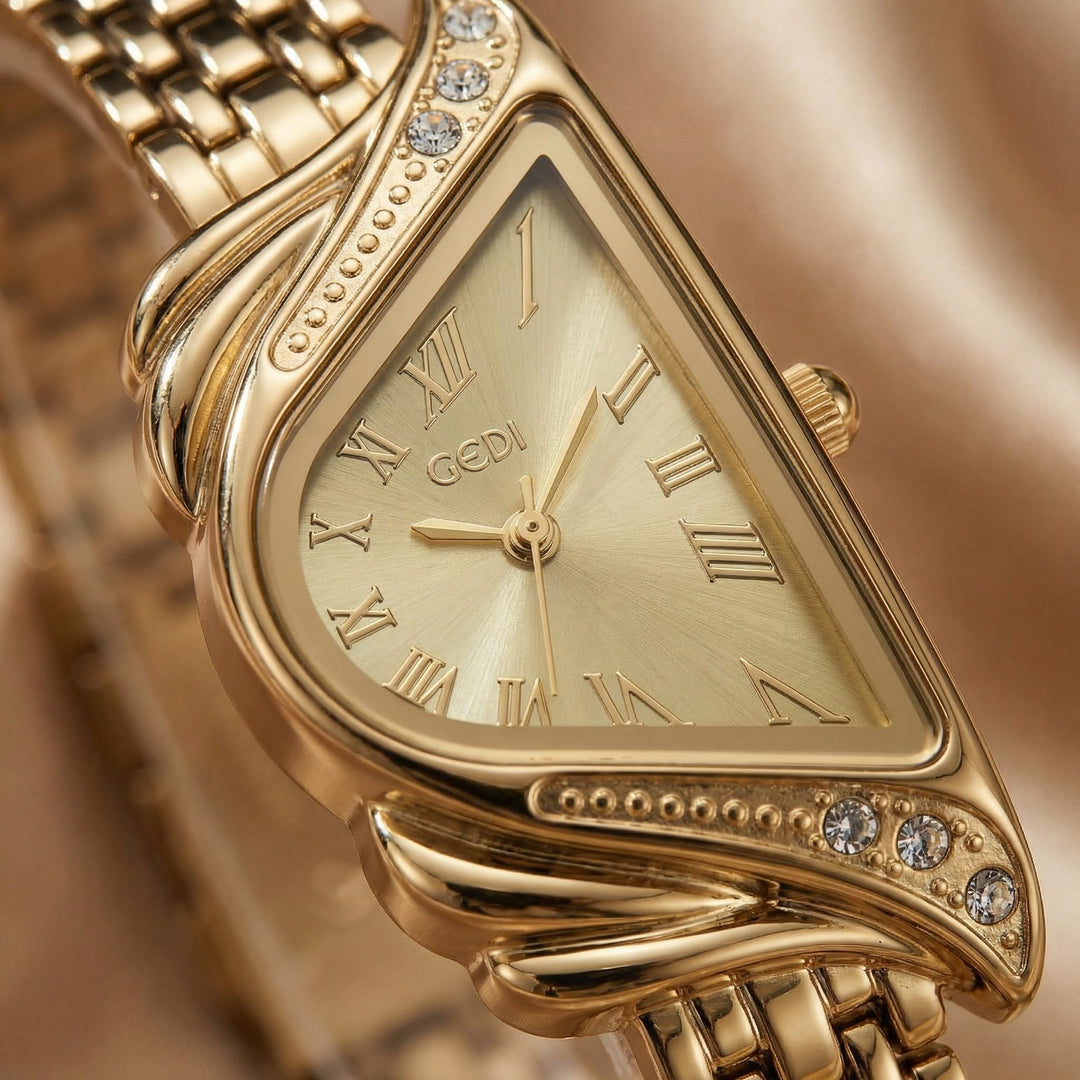 Elegant women's irregular rhombus dial quartz watch. Modern alloy fashion accessory, complements any outfit.