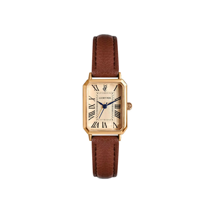 Versatile women's rectangle watch with a simple quartz movement and a comfortable leather strap.