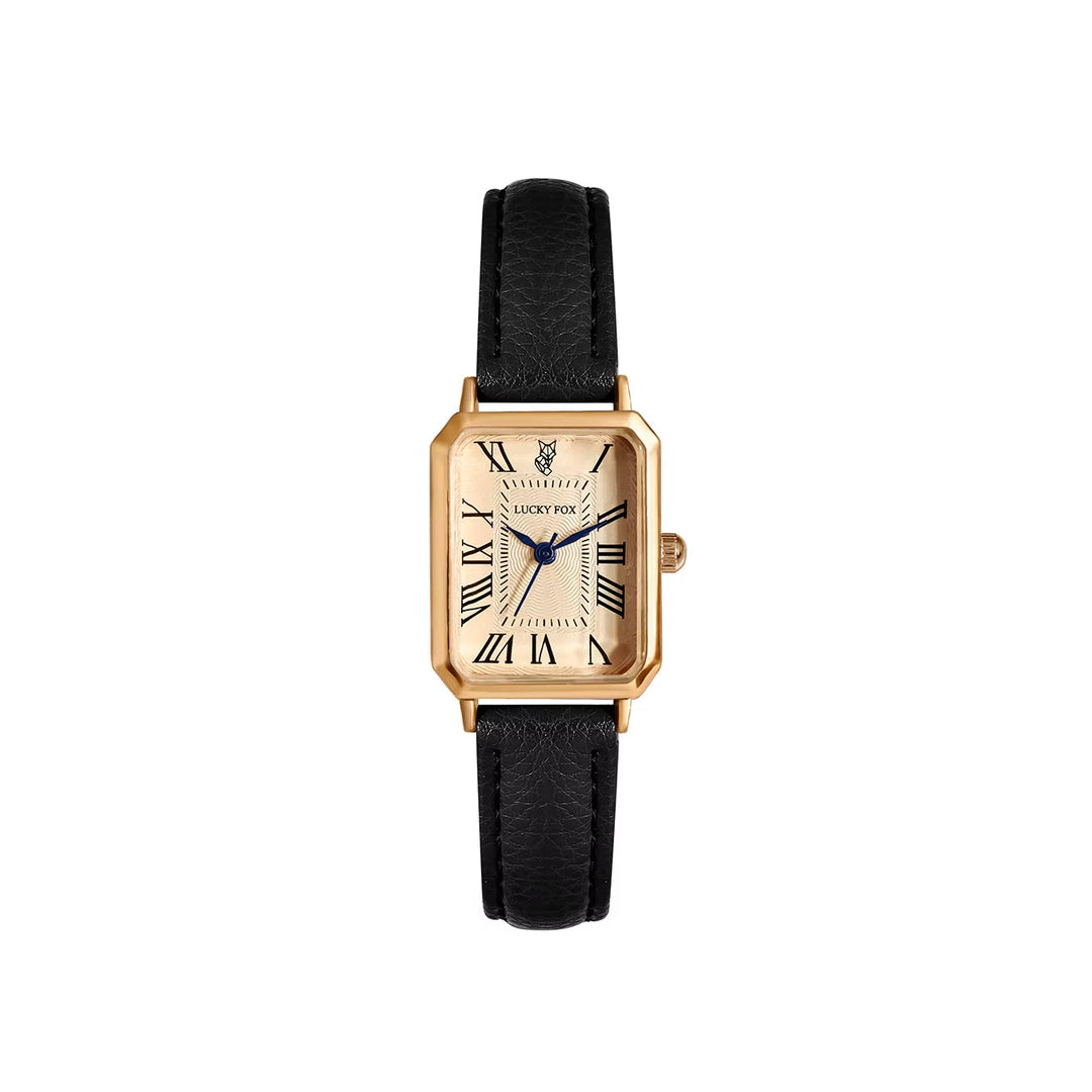 Sophisticated women's rectangle quartz watch on a luxurious brown leather strap, timeless accessory.