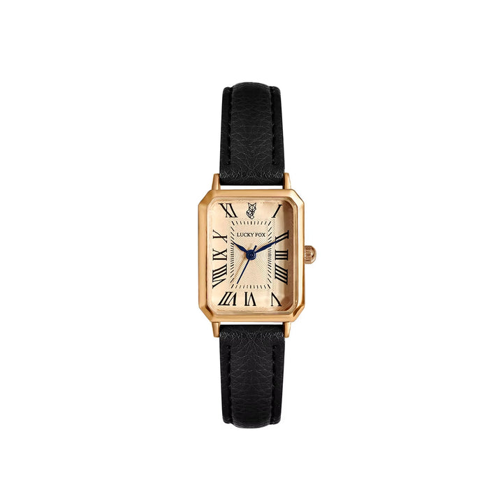 Sophisticated women's rectangle quartz watch on a luxurious brown leather strap, timeless accessory.