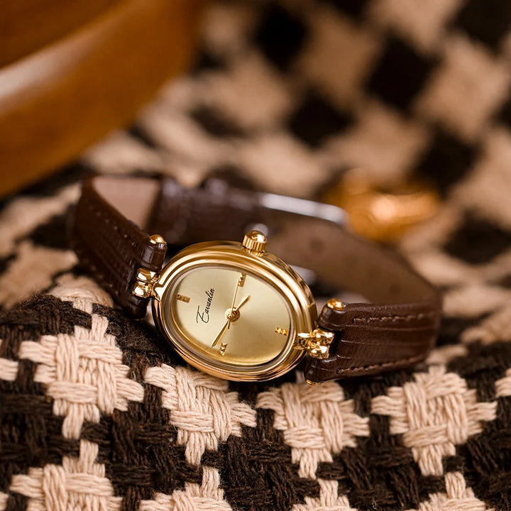 Refined black women's watch, a unique blend of rectangle & oval shapes, an elegant fashion timepiece.