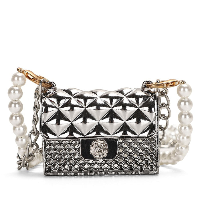 Close-up of a sparkling rhinestone clutch, a chic mini evening bag for women's formal events.