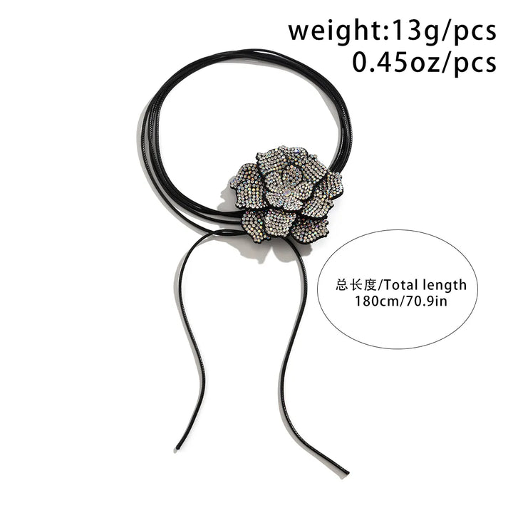 Chic women's rhinestone rose choker necklace. Versatile elegant crystal jewelry to elevate any fashion outfit.