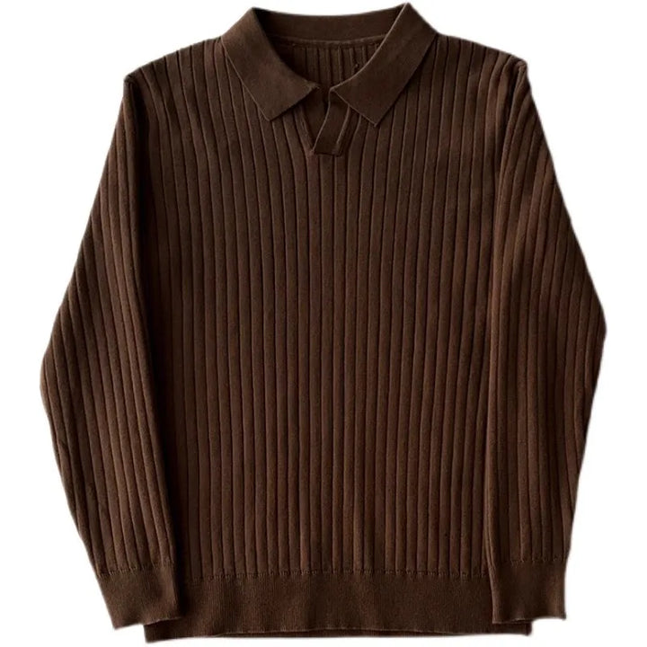 Stylish women's slim fit ribbed long sleeve polo shirt with V-neck, perfect for elegant casual fashion.