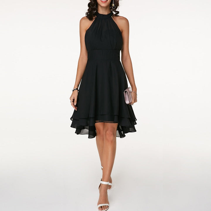 Fashionable women's elegant ruffle dress for sophisticated occasions, available in all sizes.