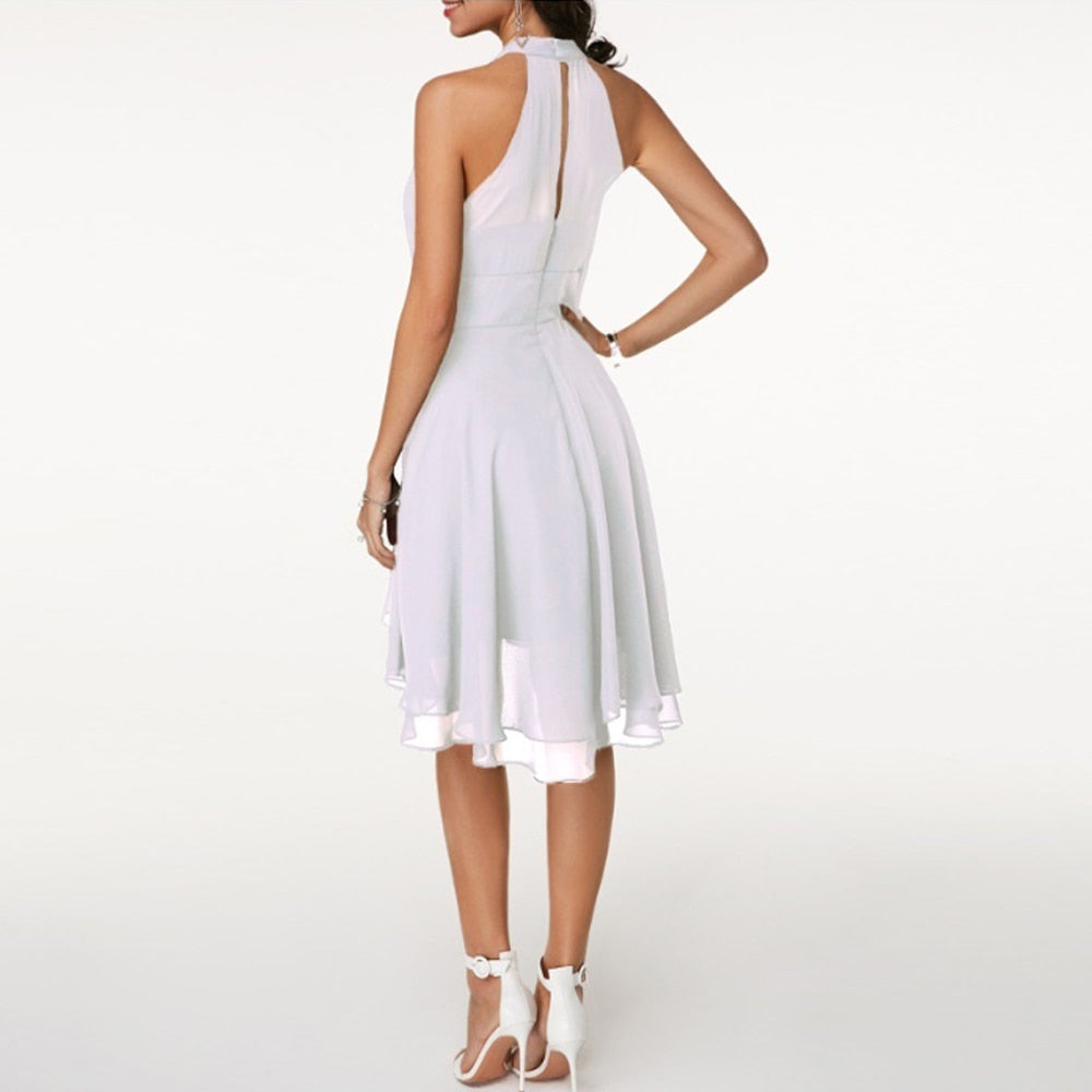 Versatile women's party dress: Isabella midi with stylish ruffles, perfect for an elegant look.