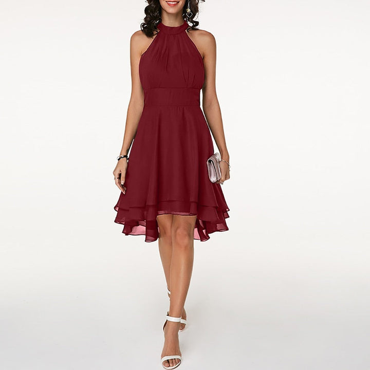 Isabella elegant ruffle dress, a versatile women's midi perfect for both casual and party wear.