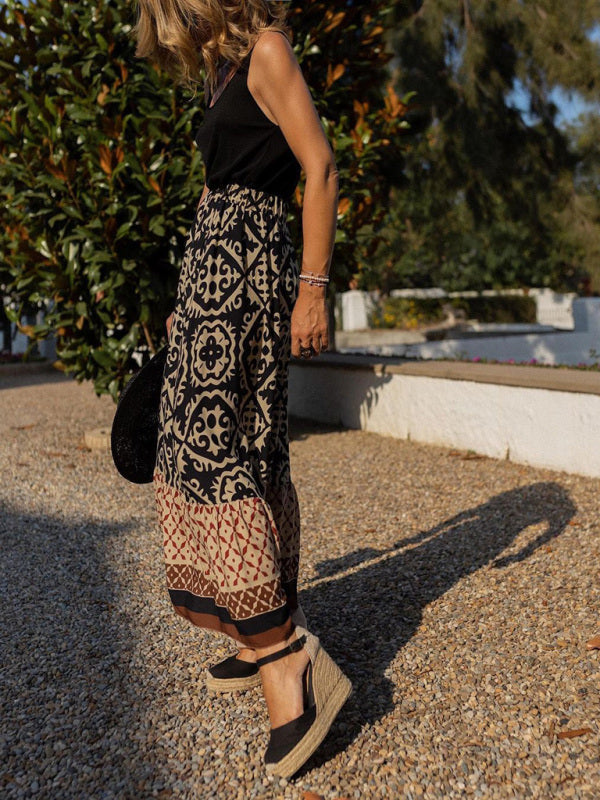 Flowy maxi ruffled long skirt for women, an elegant and chic addition to summer or evening wear.