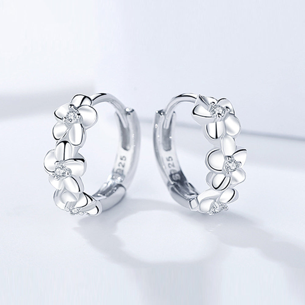 Sterling silver floral earrings for women. Elegant and delicate silver jewelry with timeless charm, great gift.