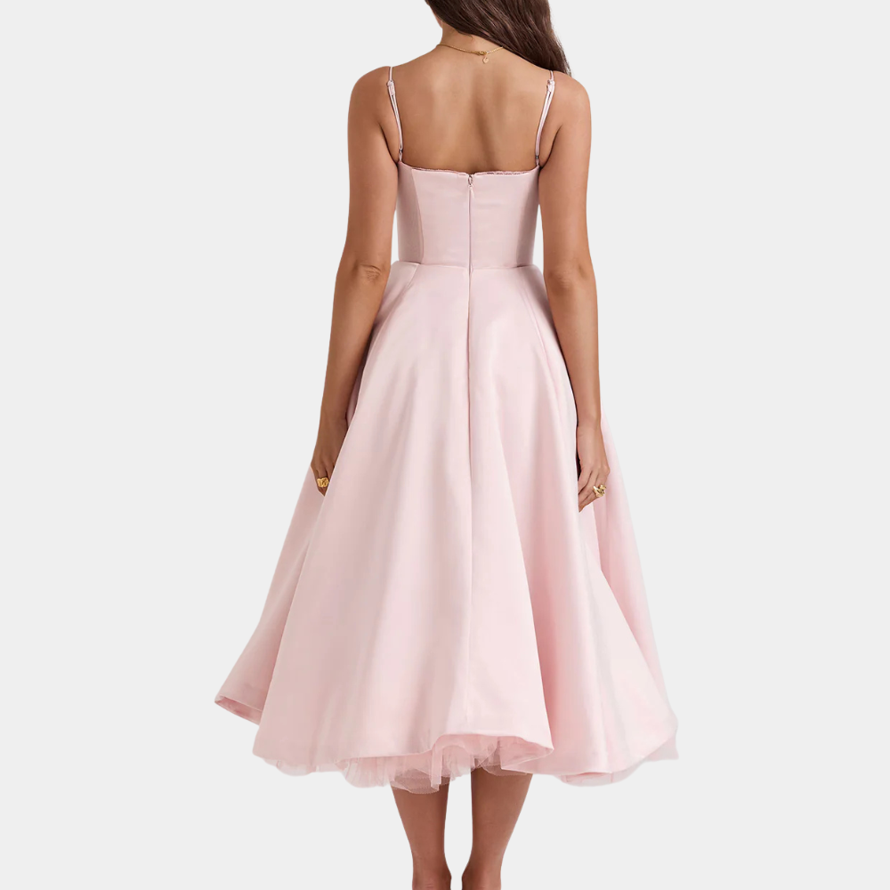 Solid color sleeveless midi dress for women. Timeless, fashionable, and flattering for any occasion.