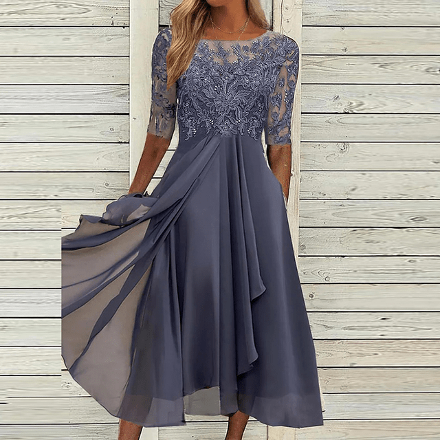 Versatile women's summer midi dress by Lena Meier. Comfortable & chic for elegant casual or party occasions. Sleeveless.