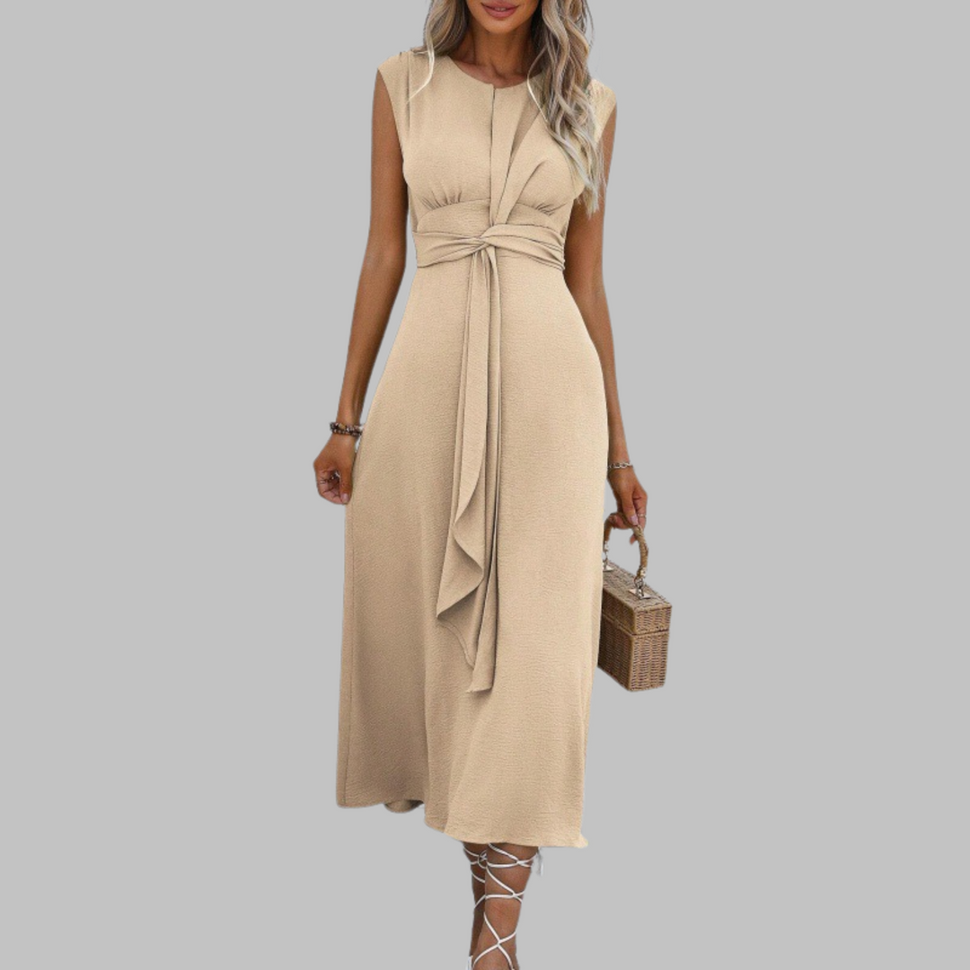 Classic women's elegant round neck sleeveless maxi dress, a timeless versatile long dress.