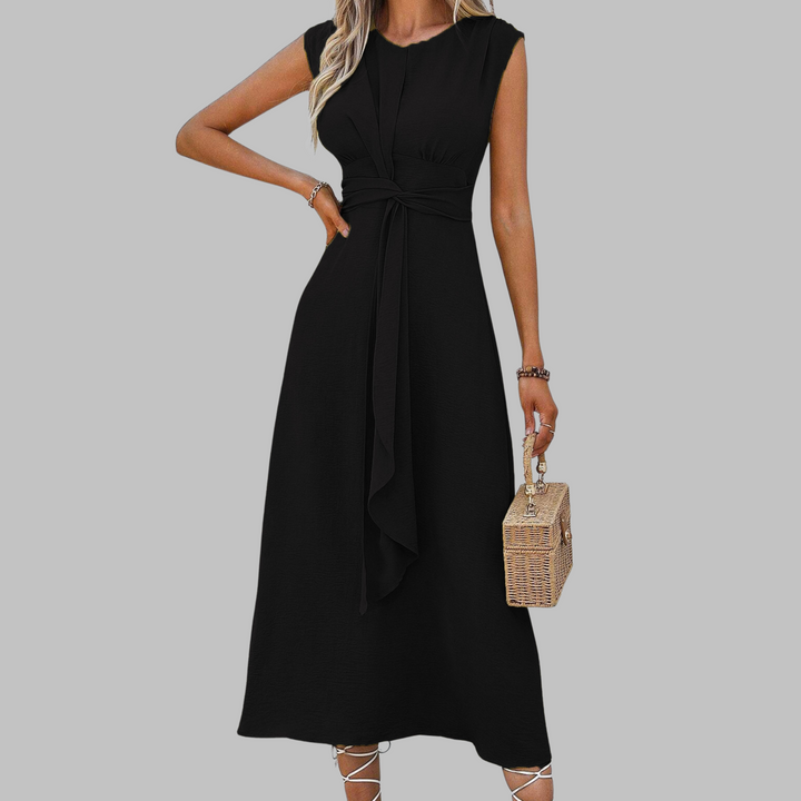 Comfortable & chic women's sleeveless round neck maxi dress, an elegant versatile long dress.