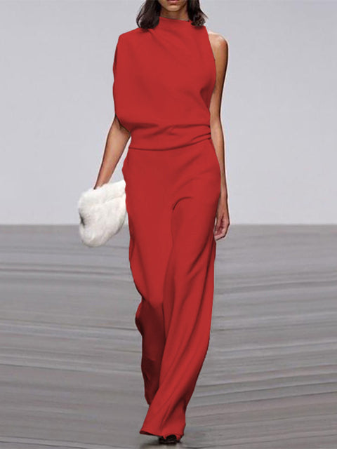 Summer fashion: comfortable & elegant sleeveless wide leg jumpsuit for women.