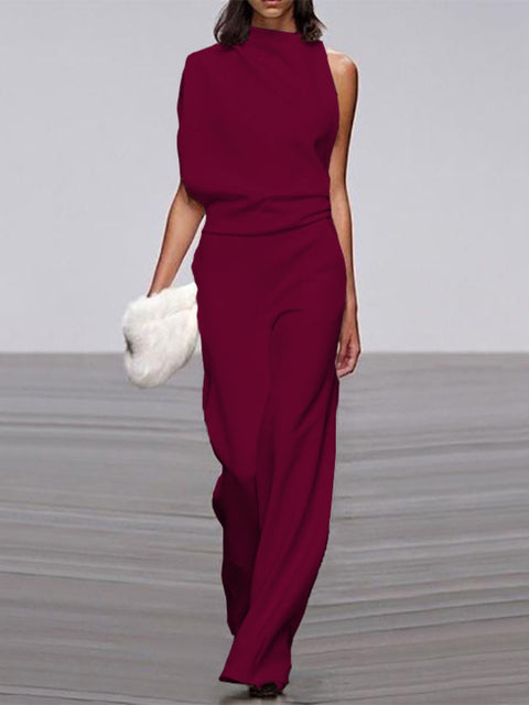 Elegant wide-leg sleeveless jumpsuit for women, a perfect blend of style and comfort for spring.