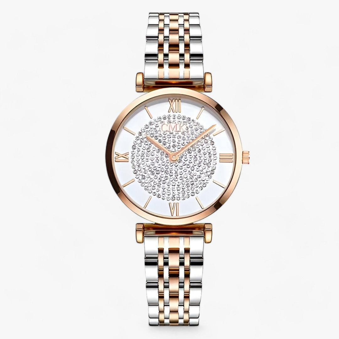 Sleek gold women's titanium steel watch with a minimalist slim design, a versatile and elegant timepiece.