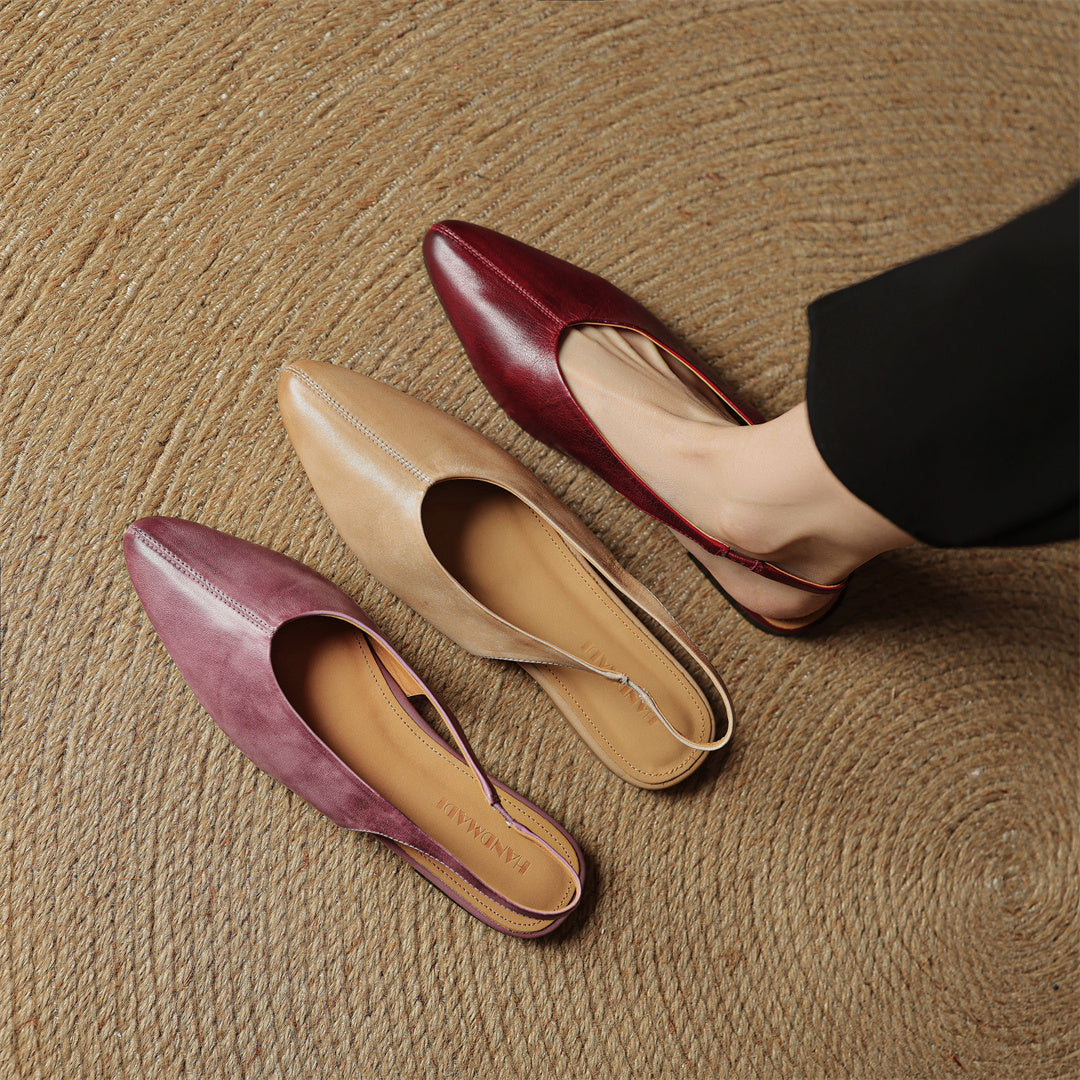 Comfortable elegant women's slingback flats. Classic everyday footwear for stylish womens fashion.